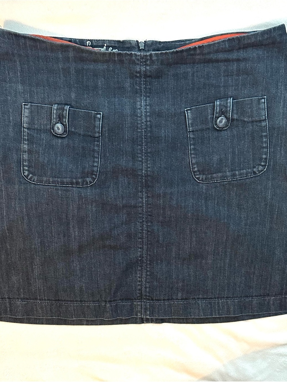 Boden Denim A-Line Mini Skirt US 14R Dark Wash Cotton Patch Pocket Jean